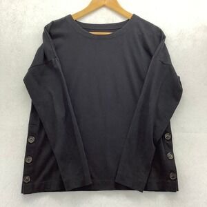 Talbots Black Button Accent Top Long Sleeve Crew Neck‎ Casual Blouse Size M